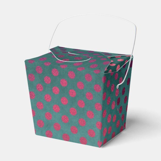 Blauwgroen en Bourgondische  Glam Faux Folie Stipp Bedankdoosjes (Voorkant Zijde)