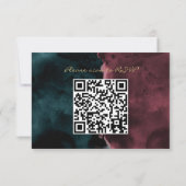 Blauwgroen en Bourgondische Waterverf QR Code RSVP (Achterkant)