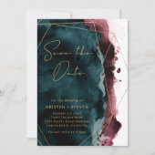 Blauwgroen en Bourgondische Waterverf sparen de da Kaart (Voorkant)