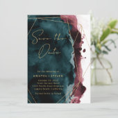 Blauwgroen en Bourgondische Waterverf sparen de da Kaart (Staand voorkant)