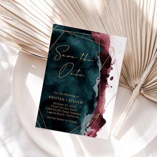 Blauwgroen en Bourgondische Waterverf sparen de da Kaart