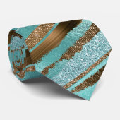 Blauwgroen en Bronze Glitter Shine Stropdas (Opgerold)