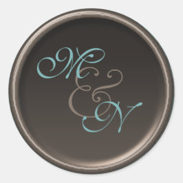  Blauwgroen en Bruin 1,5"Diameter Ronde Sticker