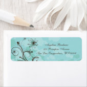 Blauwgroen en Bruin Abstract Etiket (Insitu)