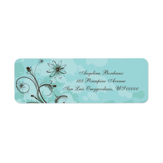 Blauwgroen en Bruin Abstract Etiket (Voorkant)