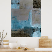'Blauwgroen-' en bruin Abstract-kunstschildpad Pos Poster (Keuken)