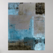 'Blauwgroen-' en bruin Abstract-kunstschildpad Pos Poster (Voorkant)