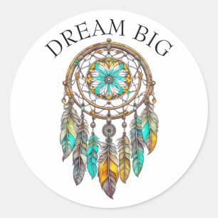 Blauwgroen en Bruin Dreamcatcher   Droom groot Ronde Sticker