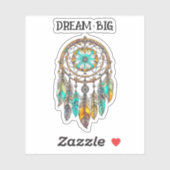 Blauwgroen en Bruin Dreamcatcher | Grote dromen Sticker (Vel)