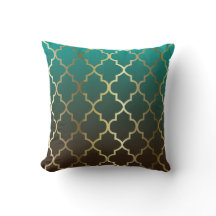 Blauwgroen en bruin mengsel | Gold Quatrefoil Patr
