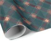 Blauwgroen en bruin plakpatroon - Rustieke vakanti Cadeaupapier (Rol Hoek)