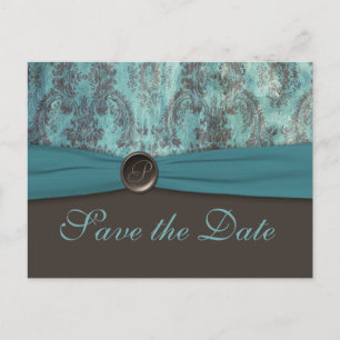  Blauwgroen en bruin Save the Date Briefkaart