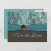  Blauwgroen en bruin Save the Date Briefkaart (Voorkant / Achterkant)