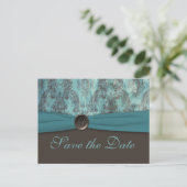  Blauwgroen en bruin Save the Date Briefkaart (Staand voorkant)