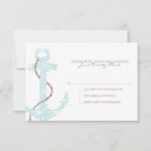 Blauwgroen en bruine Anchor Beach Wedding rsvp (Voorkant)