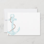 Blauwgroen en bruine Anchor Beach Wedding rsvp (Achterkant)