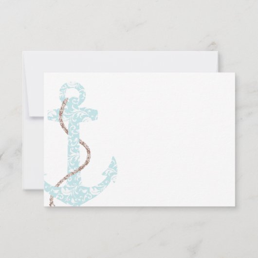 Blauwgroen en bruine Anchor Beach Wedding rsvp (Achterkant)