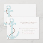 Blauwgroen en bruine Anchor Beach Wedding rsvp (Voorkant / Achterkant)