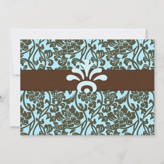 Blauwgroen en bruine Brocade Bridal Shower-uitnodi Kaart (Voorkant)