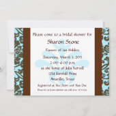 Blauwgroen en bruine Brocade Bridal Shower-uitnodi Kaart (Achterkant)