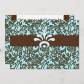 Blauwgroen en bruine Brocade Bridal Shower-uitnodi Kaart (Voorkant / Achterkant)