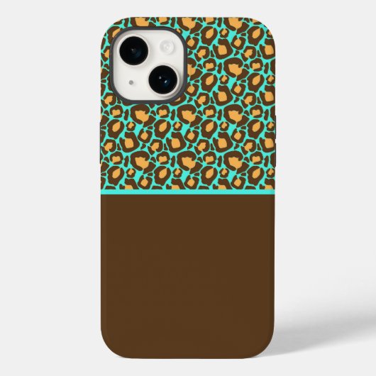 Blauwgroen en bruine Cheetah-printtas Case-Mate iPhone Case (Achterkant)