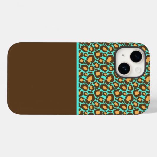 Blauwgroen en bruine Cheetah-printtas Case-Mate iPhone Case (Achterkant (horizontaal))