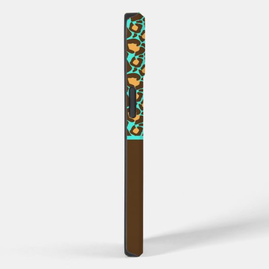 Blauwgroen en bruine Cheetah-printtas Case-Mate iPhone Case (Achterkant / Rechts)