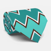 Blauwgroen en bruine Chevron Stropdas (Opgerold)
