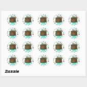 Blauwgroen en bruine chocolade Cake Birthday Ronde Sticker (Vel)