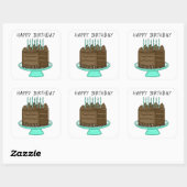 Blauwgroen en bruine chocolade Cake Birthday Vierkante Sticker (Vel)