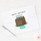 Blauwgroen en bruine chocolade Cake Birthday Vierkante Sticker (Envelop)