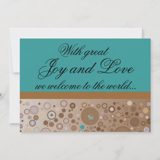 Blauwgroen en bruine Circles Jongen Aankondiging (Voorkant)