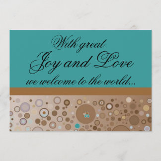 Blauwgroen en bruine Circles Jongen Aankondiging