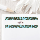 Blauwgroen en bruine Damask Adresetiketten Etiket (Insitu)