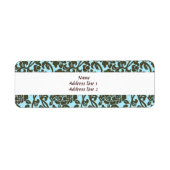 Blauwgroen en bruine Damask Adresetiketten Etiket (Voorkant)