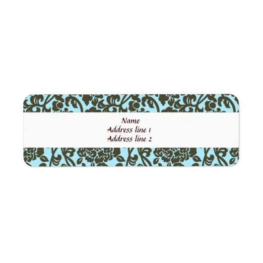 Blauwgroen en bruine Damask Adresetiketten Etiket (Voorkant)