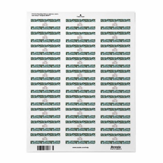 Blauwgroen en bruine Damask Adresetiketten Etiket (Full Sheet)