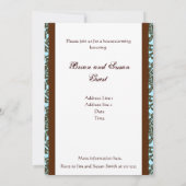 Blauwgroen en bruine Damask Housewarming Invitatio Kaart (Achterkant)