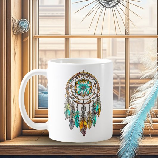  Blauwgroen en bruine Dreamcatcher Koffiemok