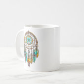  Blauwgroen en bruine Dreamcatcher Koffiemok (Voorkant links)