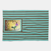 Blauwgroen en bruine handschoenkeukenhanddoek theedoek (Horizontaal)