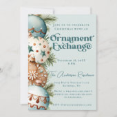 Blauwgroen en bruine kerst Ornament Exchange Kaart (Voorkant)