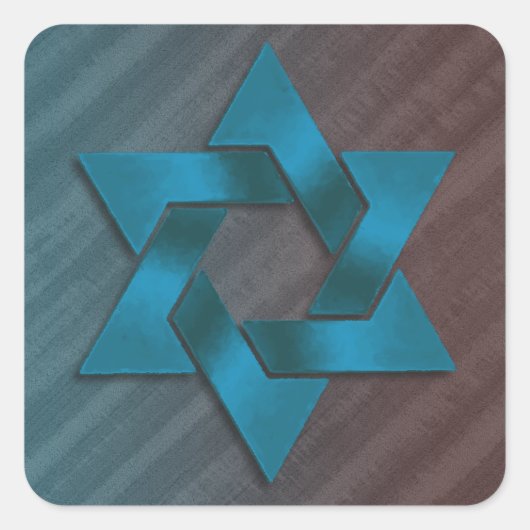 Blauwgroen en bruine ster van David Vierkante Sticker (Voorkant)