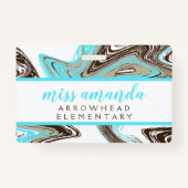 blauwgroen en chocoladestreken BATHROOM HALL PASS Badge (Achterkant)