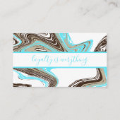 blauwgroen en chocoladestrokken trouwe punctiekaar klantenkaartje (Achterkant)