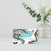 blauwgroen en chocoladestrokken visitekaartje (Staand voorkant)