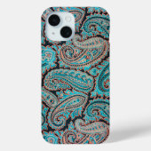 Blauwgroen en Coral Paisley Pattern Case-Mate iPhone Case (Achterkant)