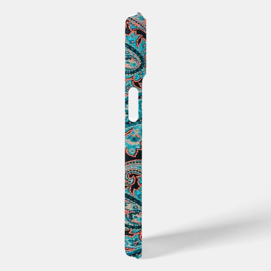 Blauwgroen en Coral Paisley Pattern Case-Mate iPhone Case (Achterkant / Rechts)