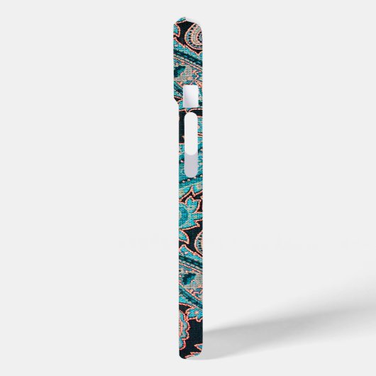 Blauwgroen en Coral Paisley Pattern Case-Mate iPhone Case (Achterkant / Links)